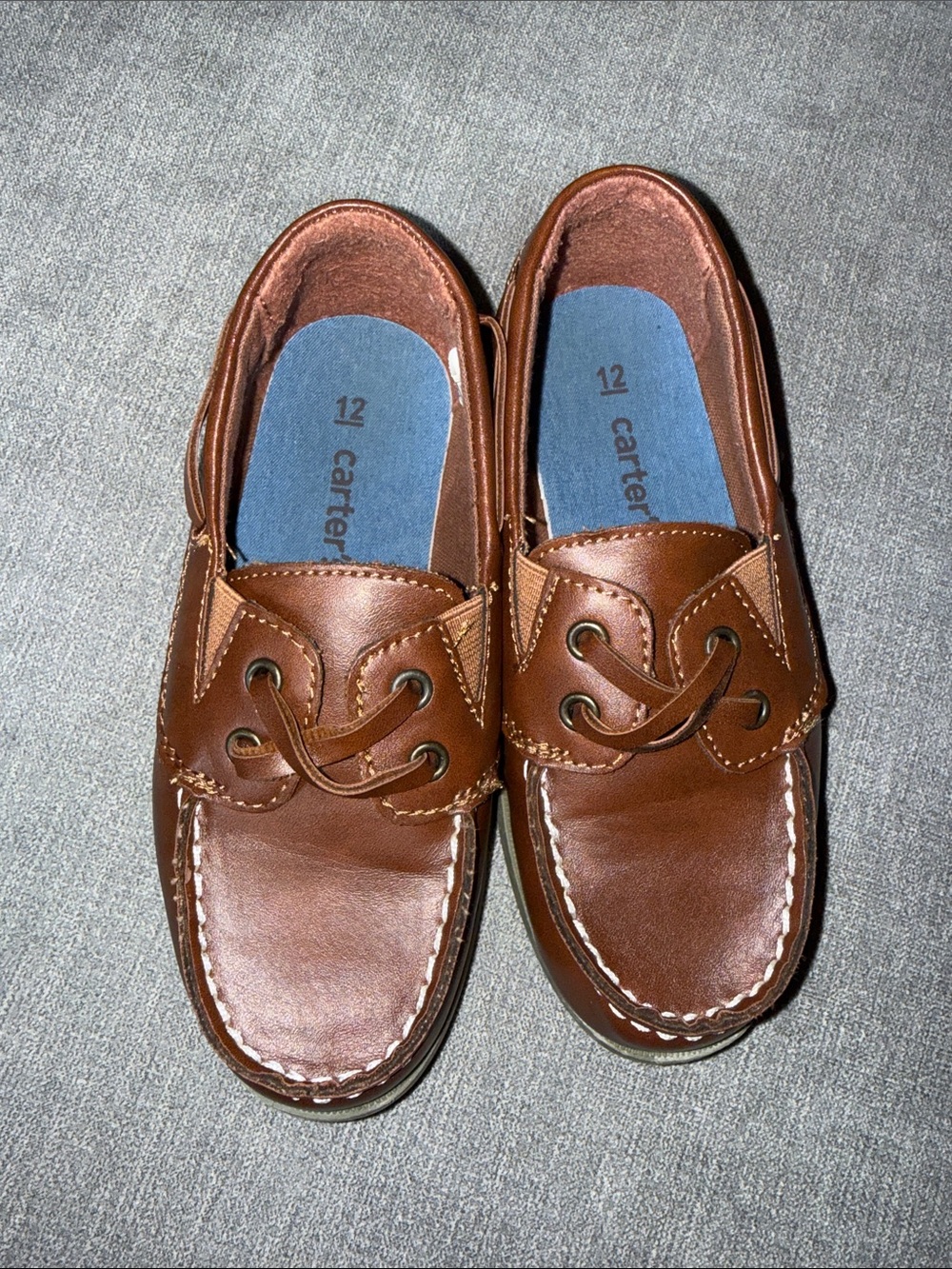 Carter's Brown Leather Slip-On Boat Shoes for Kids